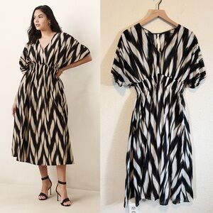 Banana Republic Black and Cream Midi Dress-size XXS